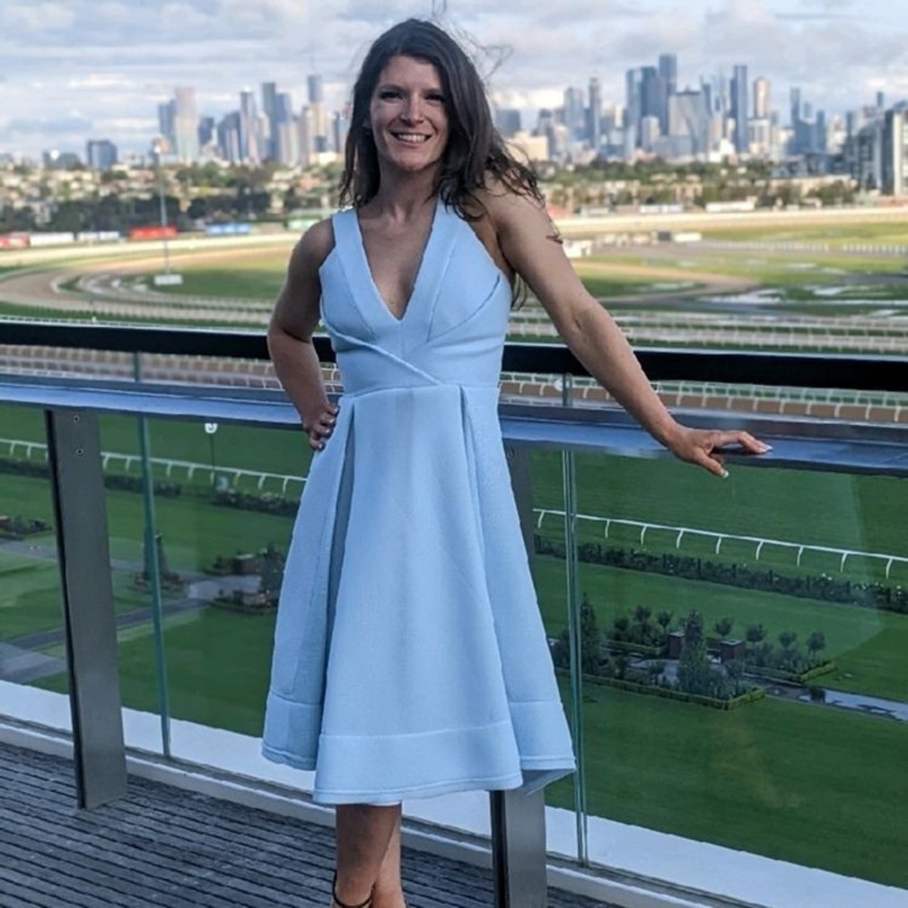 NICHOLAS Sky Blue Sleeveless Midi Dress